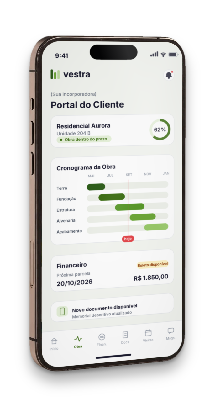 Portal do cliente da Vestra em um iPhone